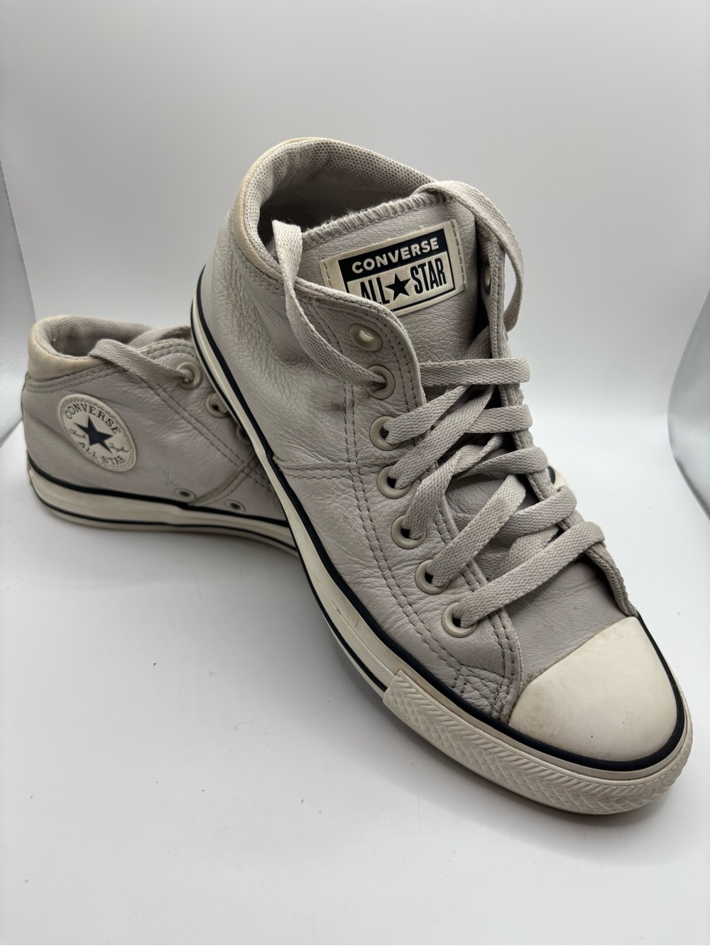 Women Leather Converse All Star Gray High Top Shoes Size 7